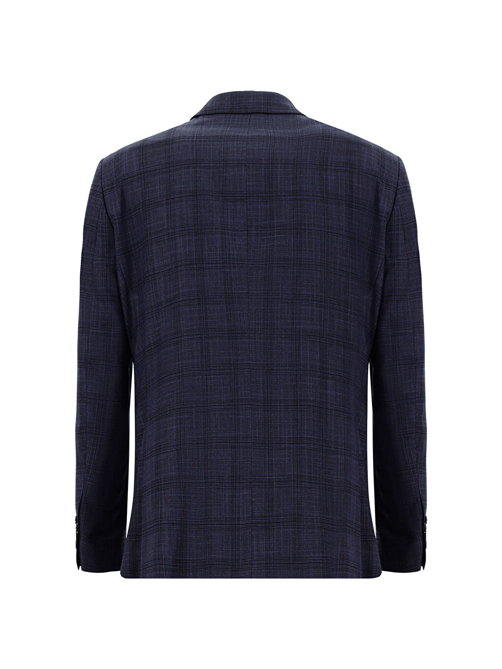 Lacivert Slim Fit Dar Kesim Klasik Ekose Takım Elbise-2