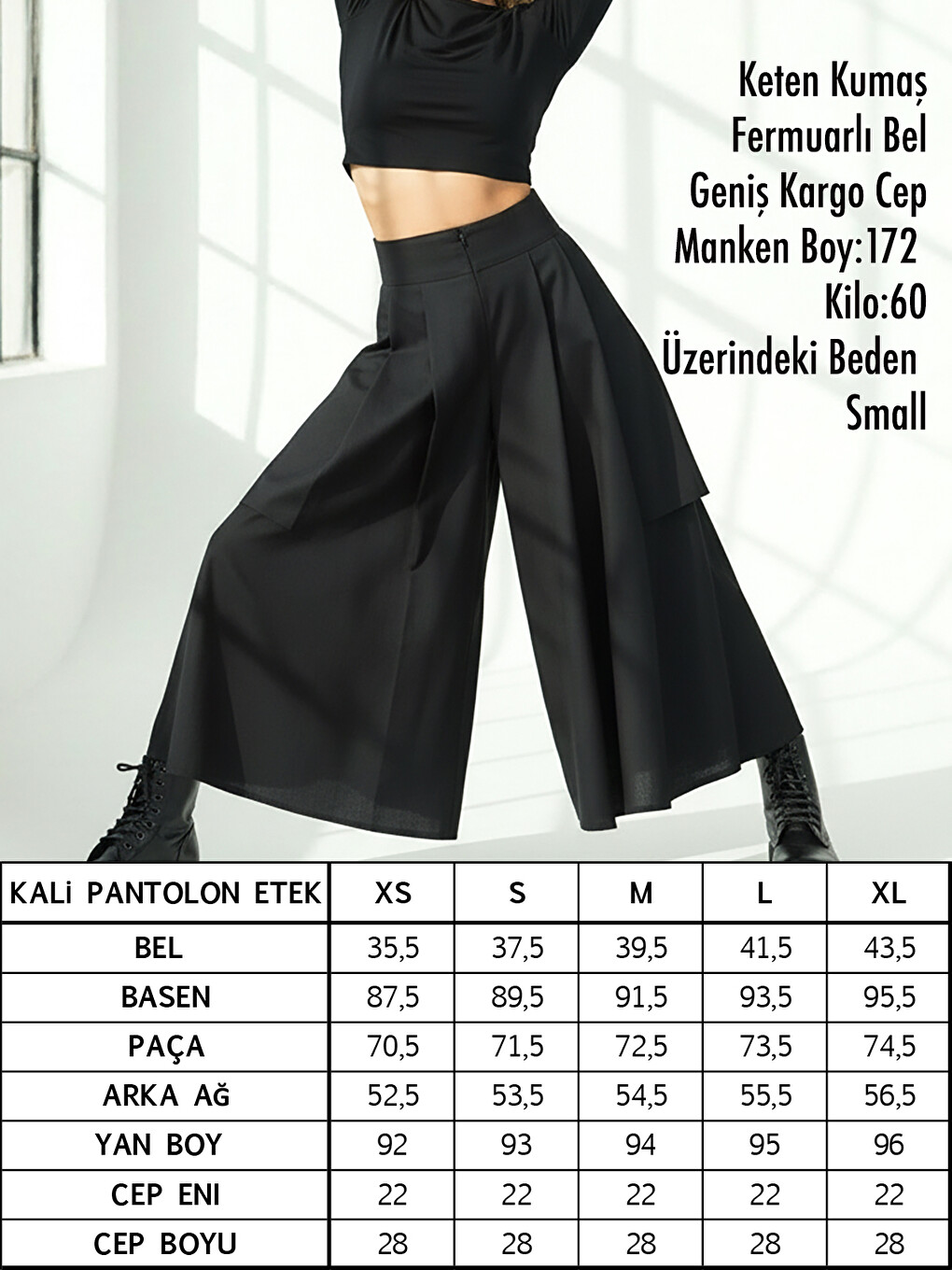 Siyah Beyaz İnce Çizgili Kali Pantolon Etek Ve Crop Takım-4