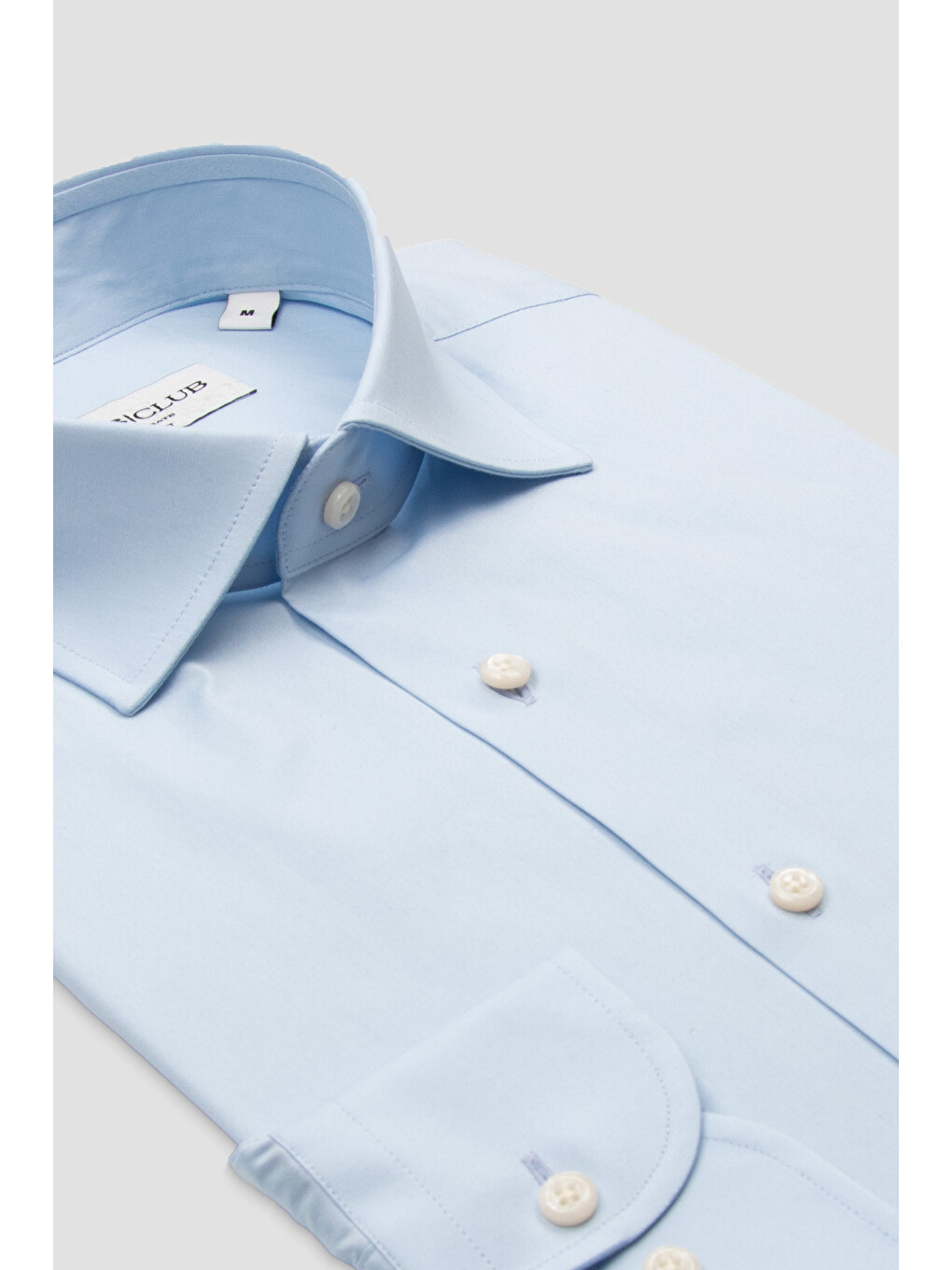 Oscar Oxford Stretch Pamuk Karışımlı Slim Fit Açık Mavi Klasik Yaka Erkek Düz Gömlek-2