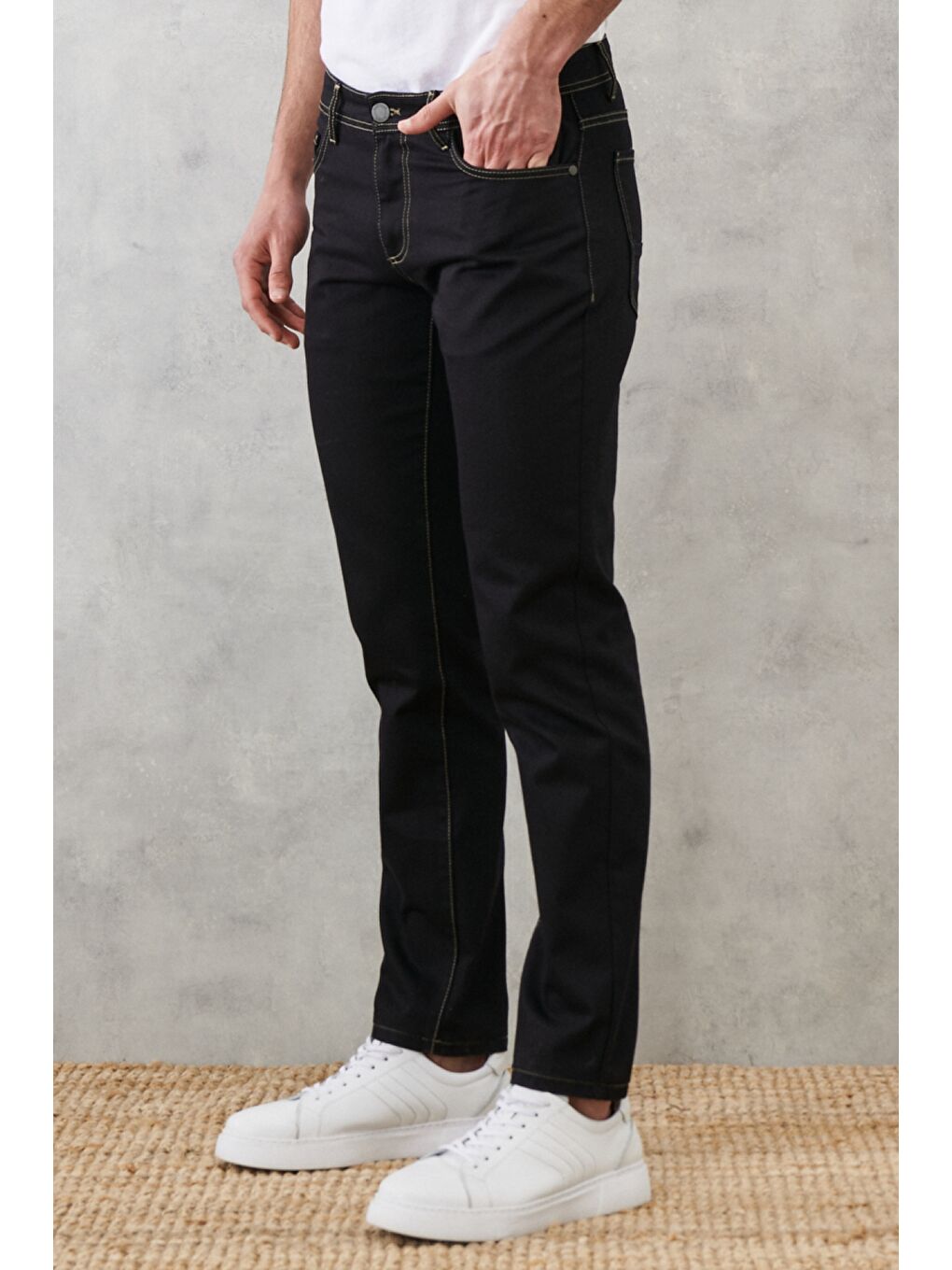 Erkek Siyah Slim Fit Dar Kesim Jean Pantolon-2