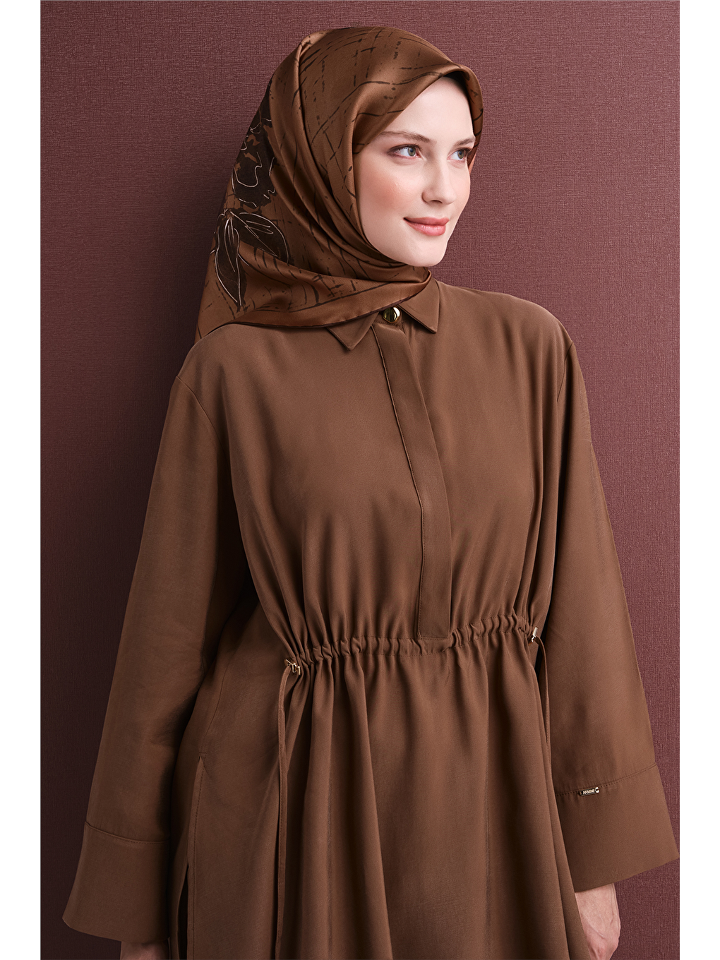 Kahverengi Saf İpek Twill Eşarp 9617d 31