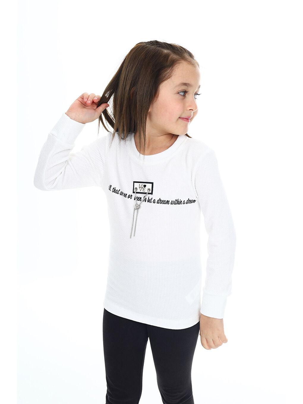 EFTELYA Beyaz Kız Çocuk Bady Sweatshirt-Zincir Kolyeli Px 9337