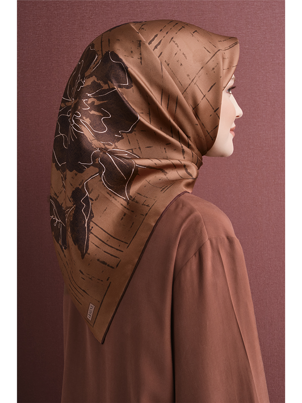 Kahverengi Saf İpek Twill Eşarp 9617d 31-3
