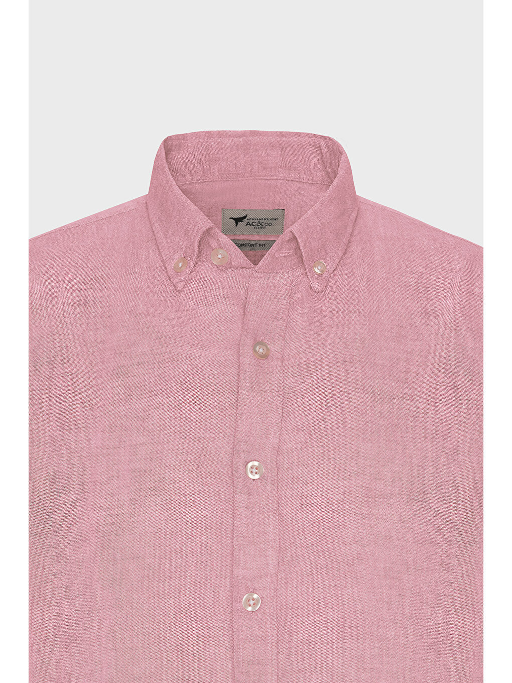 Erkek Fuşya Comfort Fit Rahat Kesim Düğmeli Yaka Casual Keten Gömlek-9
