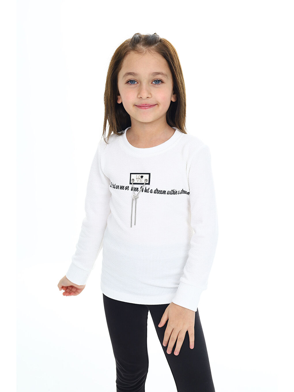 EFTELYA Beyaz Kız Çocuk Bady Sweatshirt-Zincir Kolyeli Px 9337 - 1