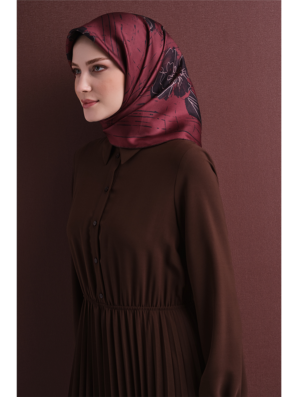 Bordo Saf İpek Twill Eşarp 9617d 81-1