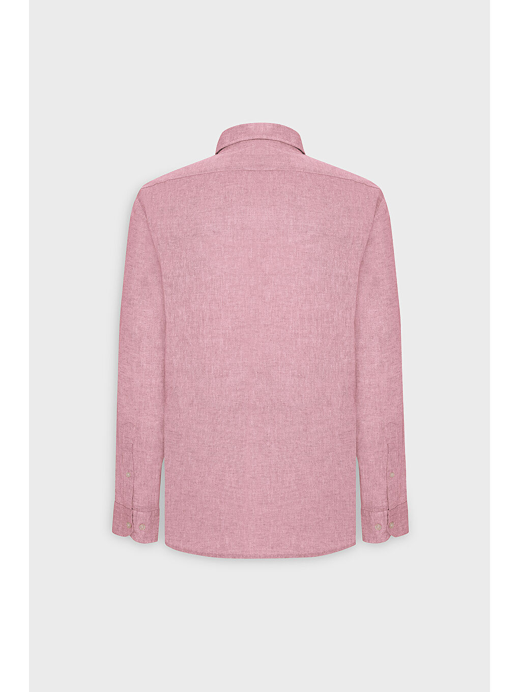 Erkek Fuşya Comfort Fit Rahat Kesim Düğmeli Yaka Casual Keten Gömlek-11