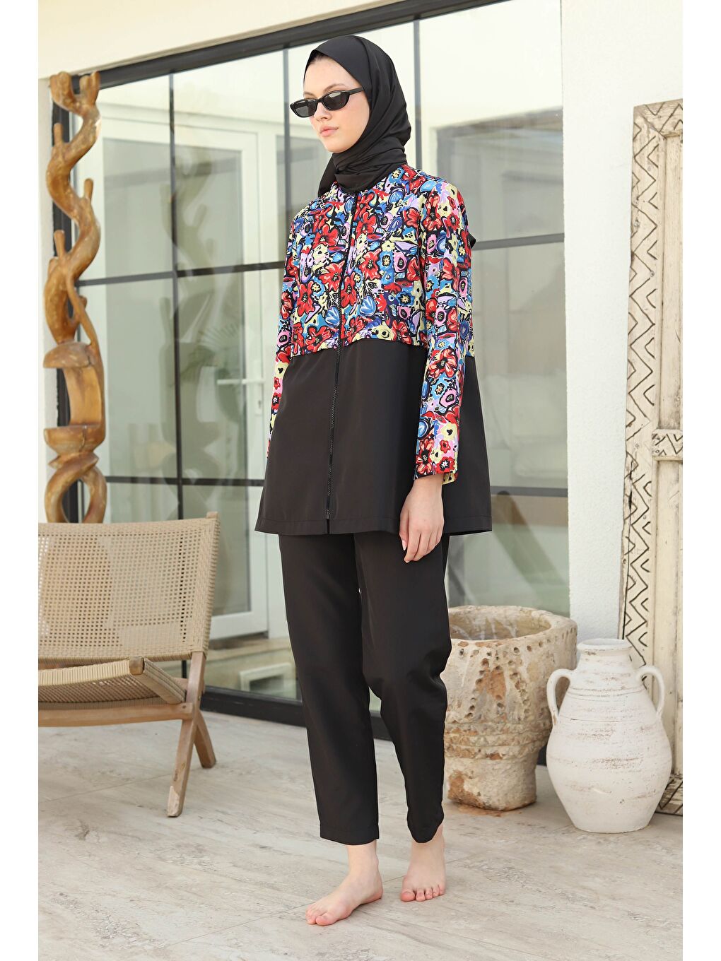 Siyah Desenli Kısa Yüzme Takımı Bloomix Desen-1