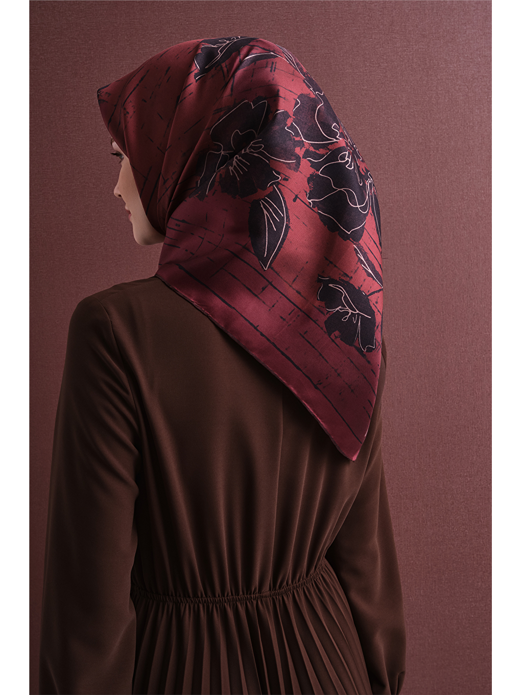 Bordo Saf İpek Twill Eşarp 9617d 81-3