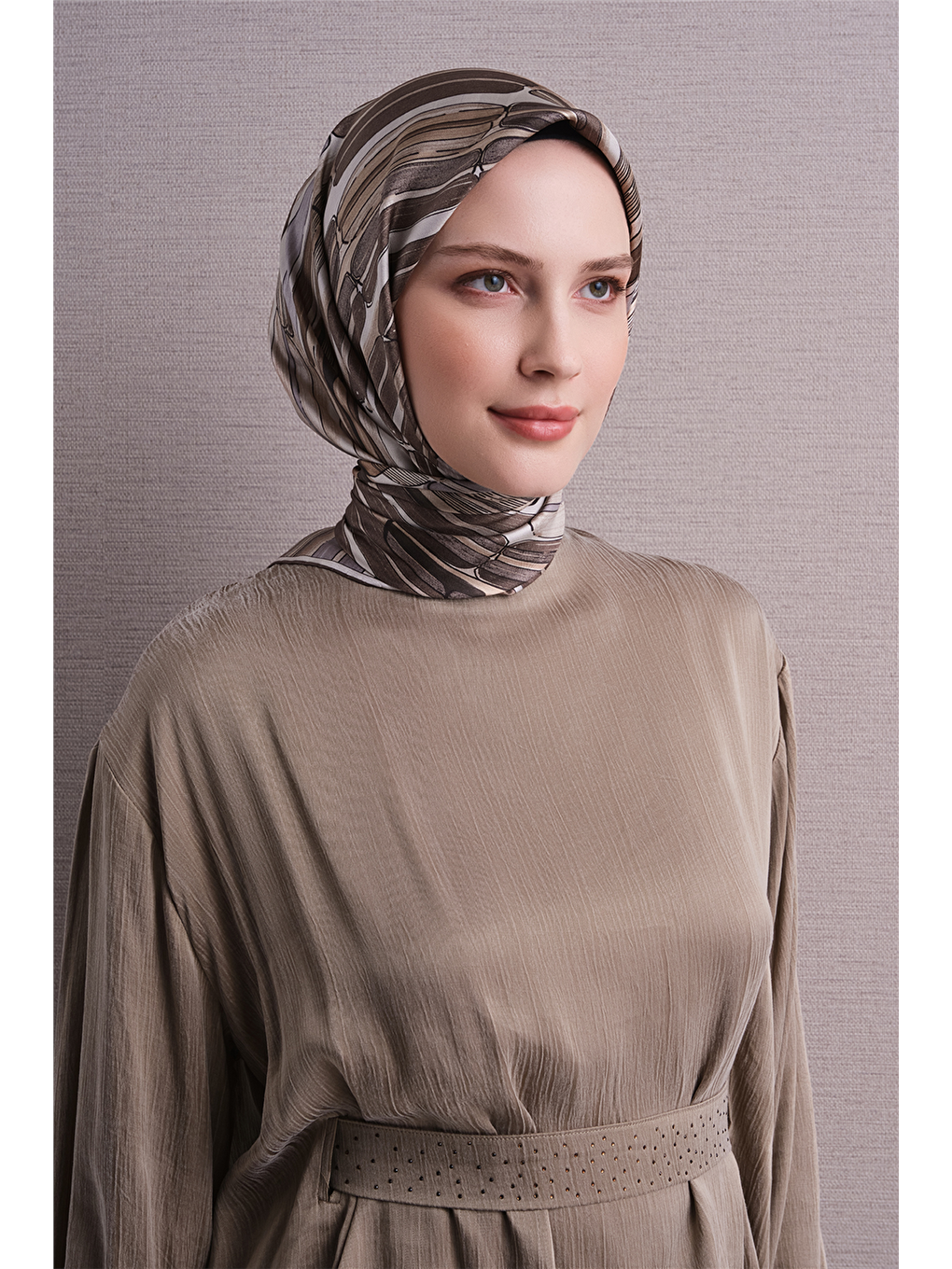 Bej Saf İpek Twill Eşarp 9616d 84-1