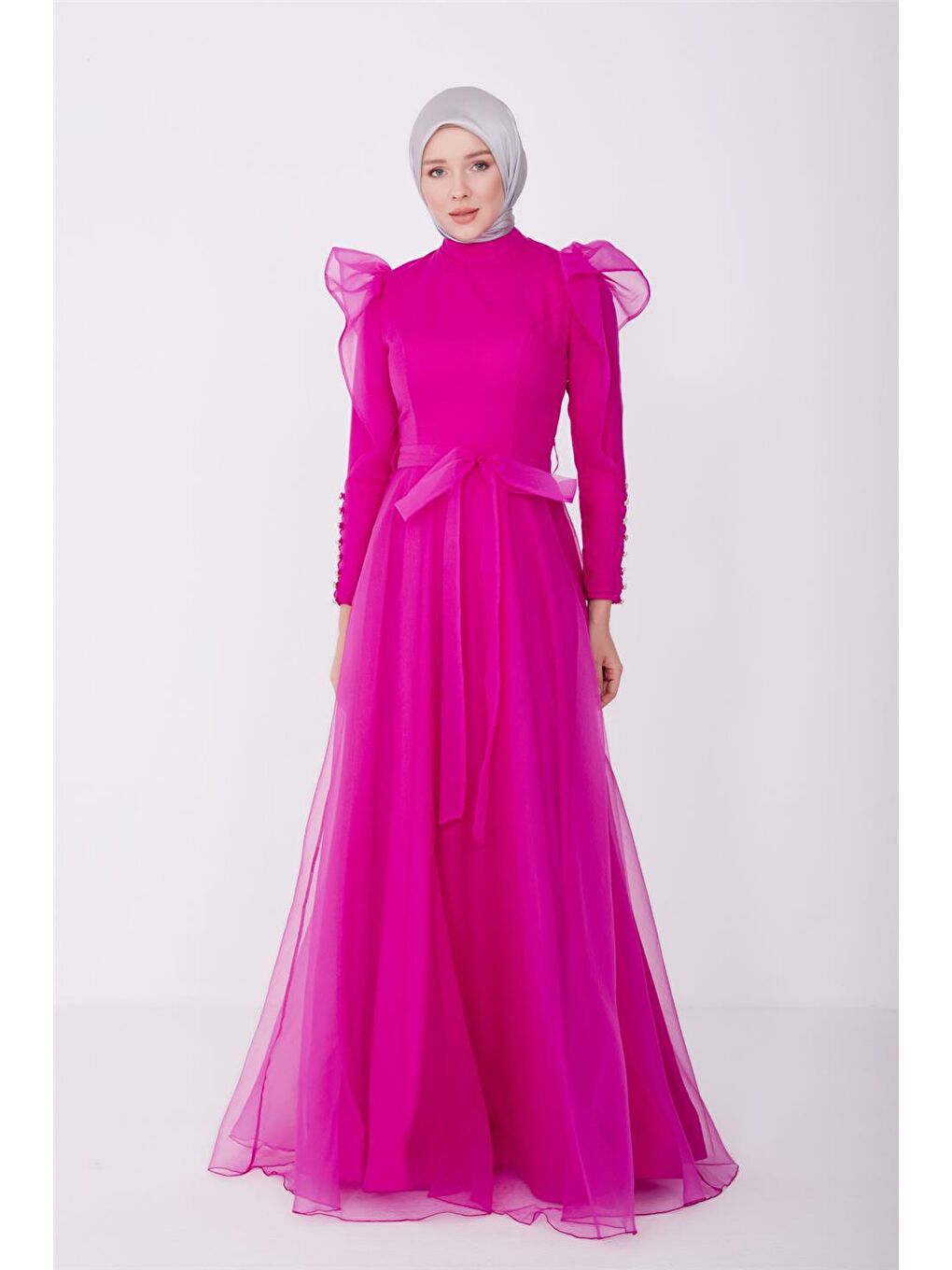 ARMİNE Pembe Abiye Elbise 23YD8500 - 1