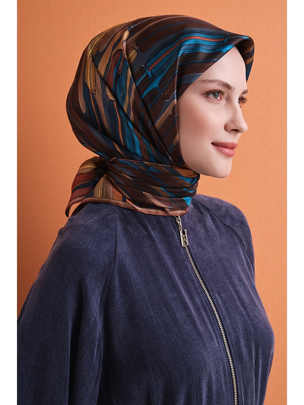 Kahverengi Saf İpek Twill Eşarp 9616d 81