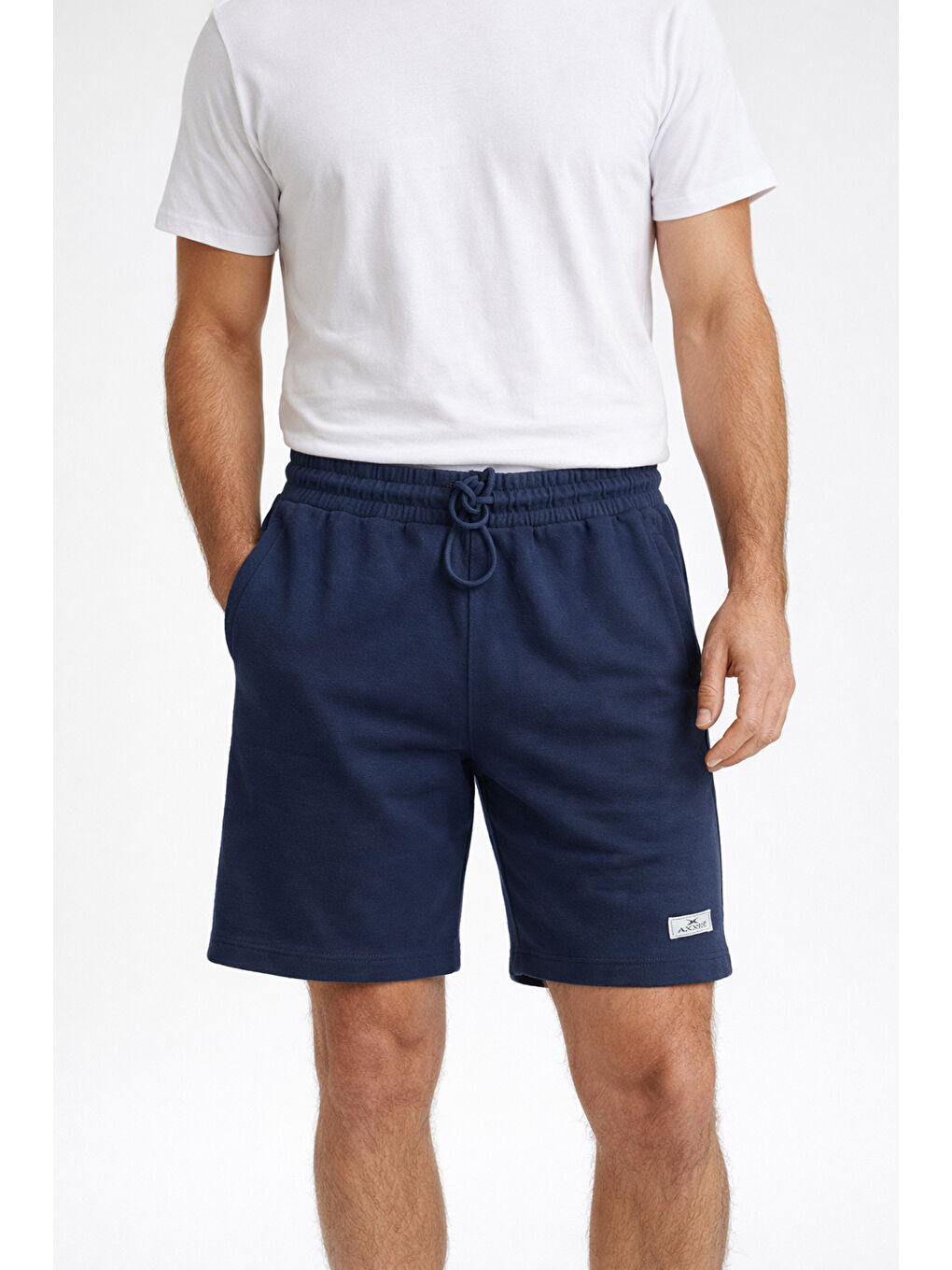 Erkek Beli Lastikli Cep Detay Şort 2177 Lacivert-3