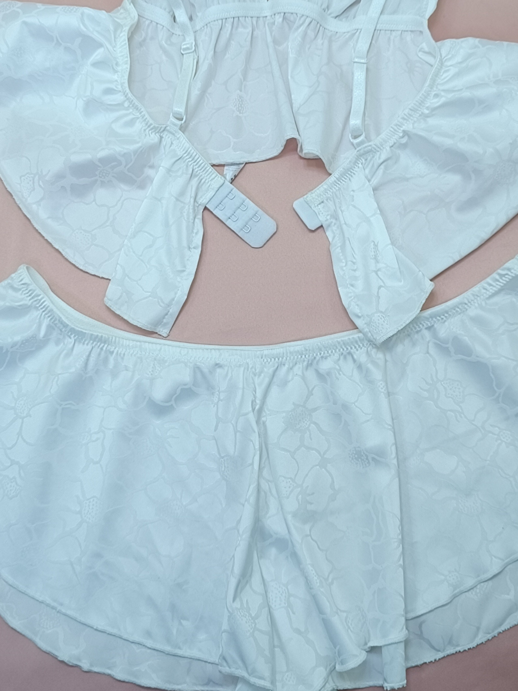 Beyaz Kadın Saten Şortlu 2 Li Set Bb2051-2