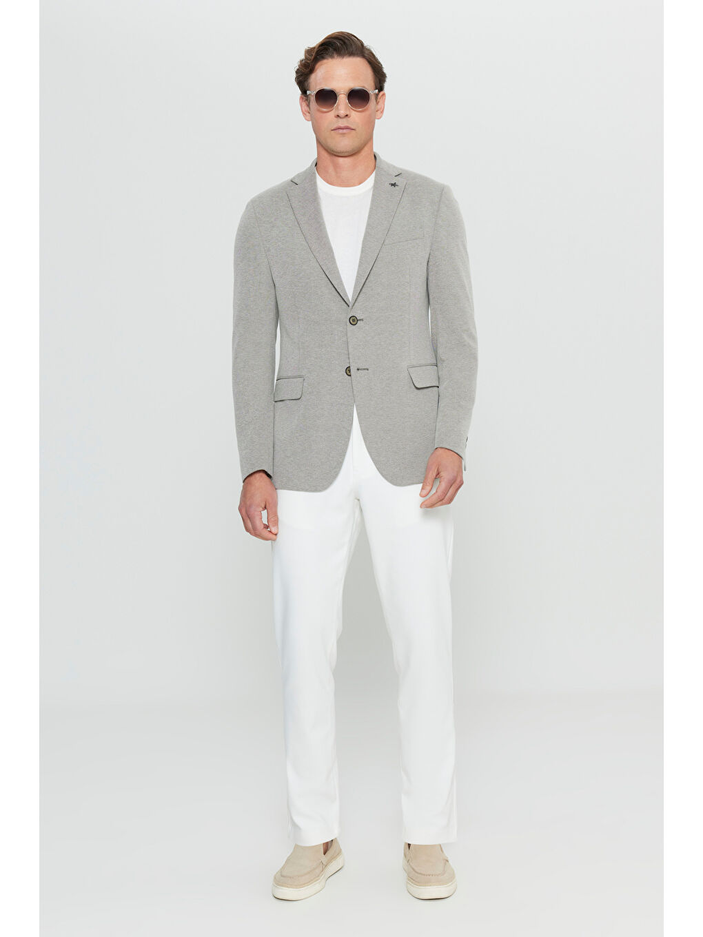 Erkek Haki 360 Her Yöne Esneyen Pamuklu Slim Fit Dar Kesim Armürlü Blazer Ceket-1