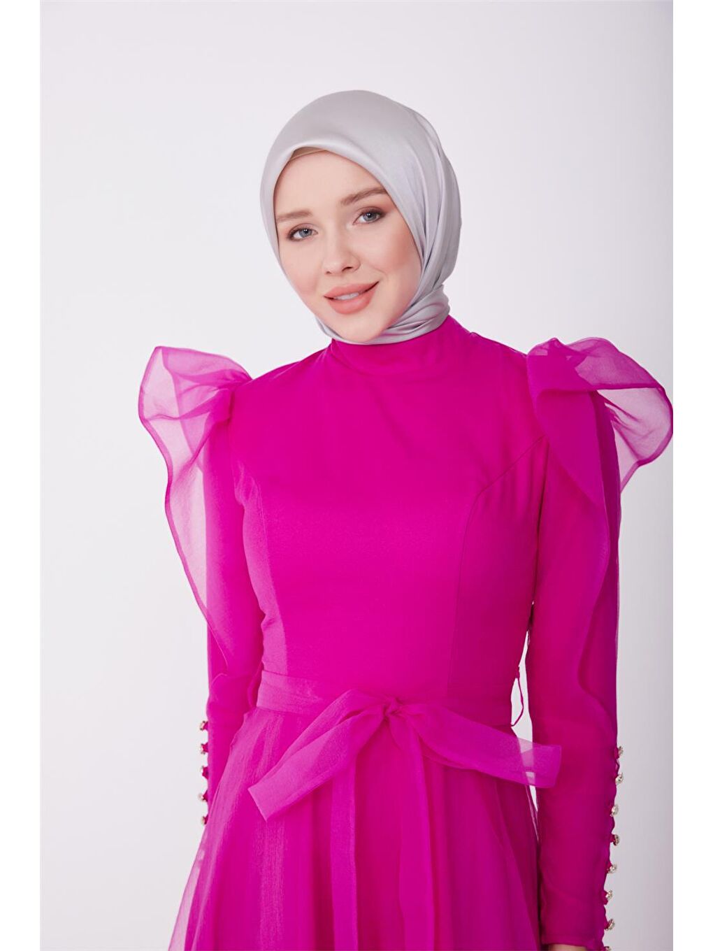 ARMİNE Pembe Abiye Elbise 23YD8500 - 2