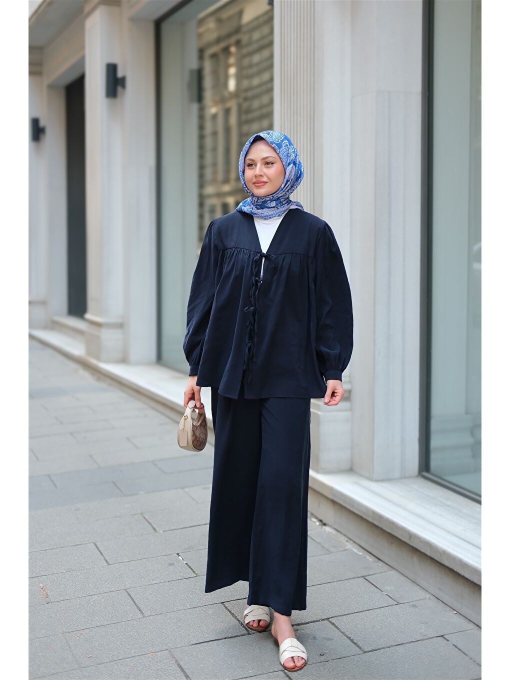 Locco Moda Kadın Önden Bağlamalı Cupra Takım Lacivert - 2