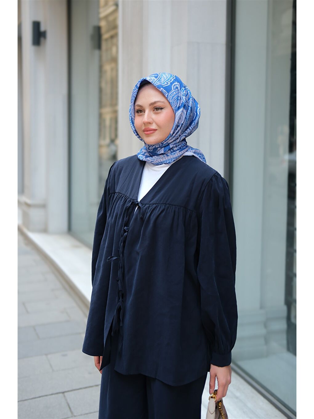 Locco Moda Kadın Önden Bağlamalı Cupra Takım Lacivert - 4