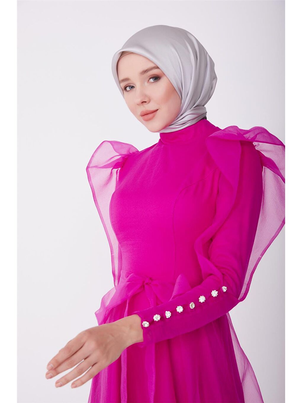 ARMİNE Pembe Abiye Elbise 23YD8500 - 3