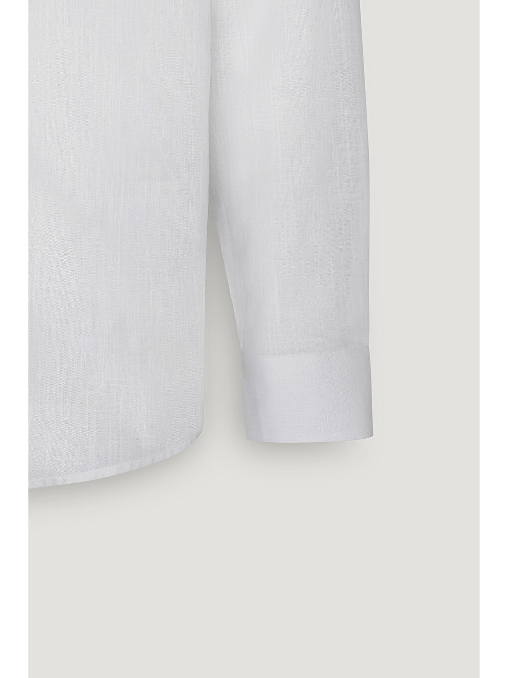Erkek Beyaz Comfort Fit Rahat Kesim Düğmeli Yaka Casual Keten Gömlek-8