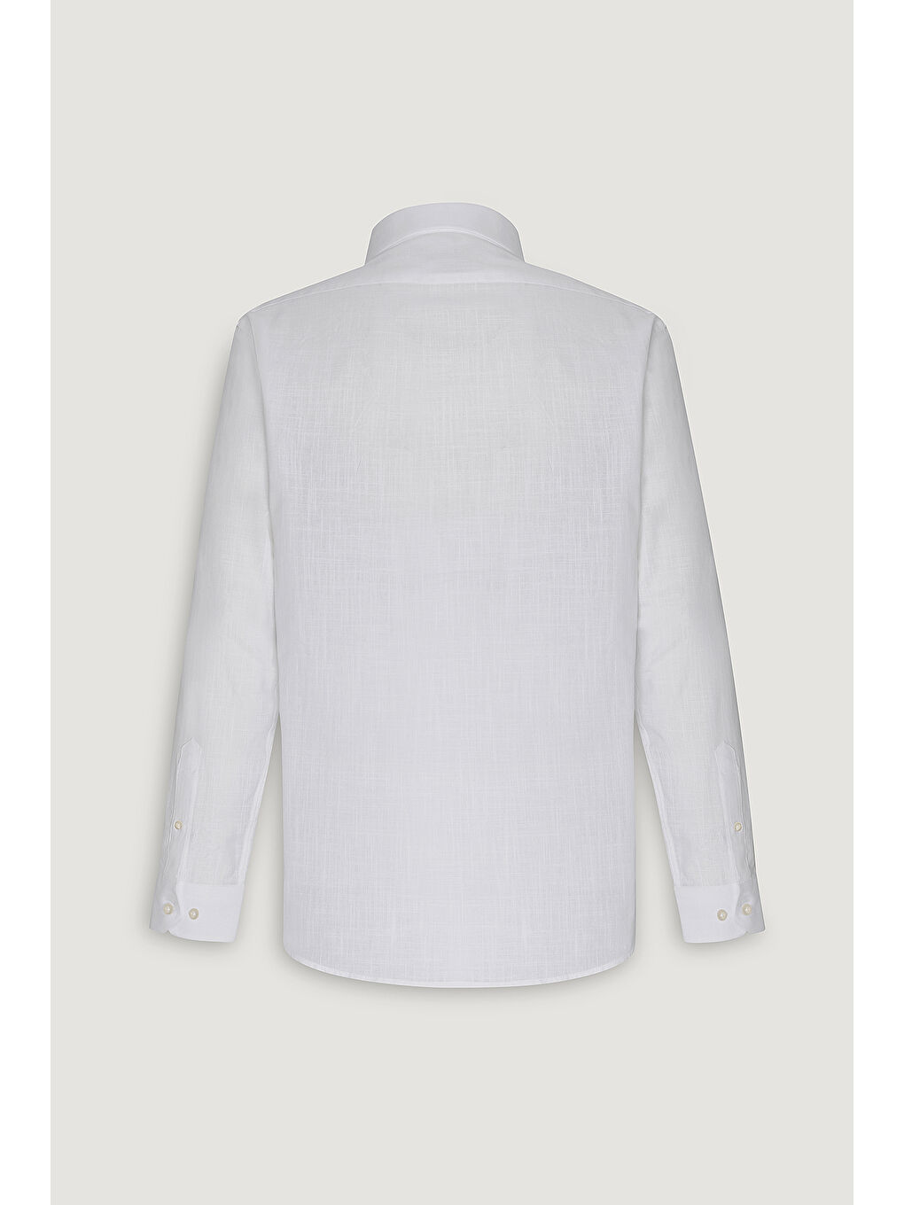 Erkek Beyaz Comfort Fit Rahat Kesim Düğmeli Yaka Casual Keten Gömlek-9