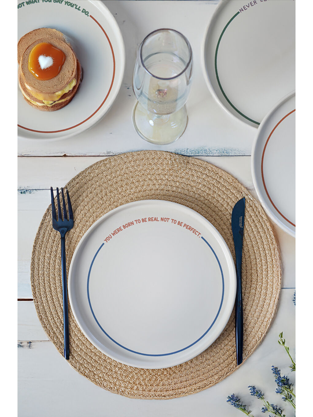 Karışık Motto Line Stackable Pasta Tabağı 21 Cm 4 Adet-3