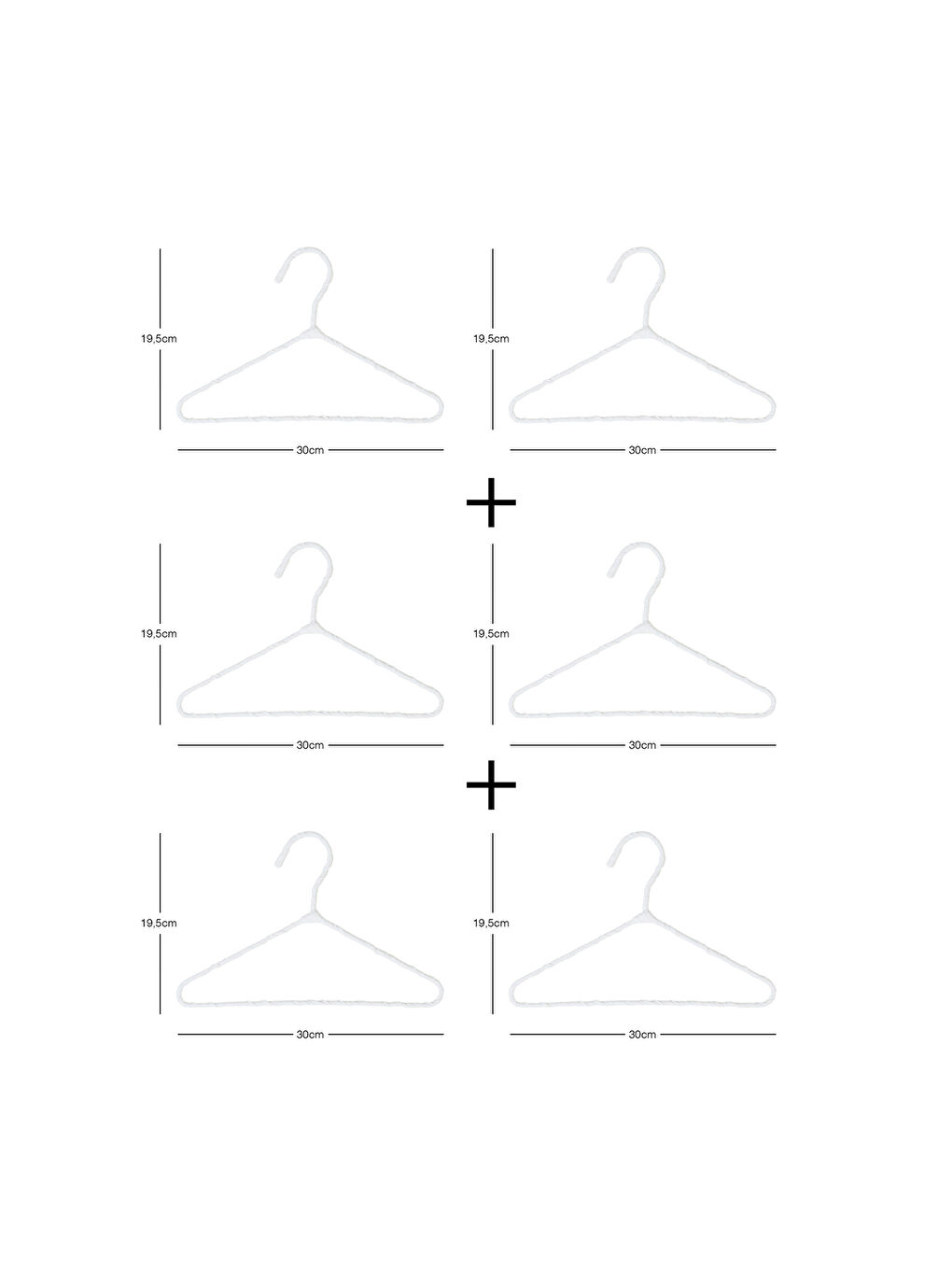 6'lı Beyaz Renk Kumaş Kaplı Metal Bebek Giysi Askısı19.5 x 30 x 0.3 cm-6