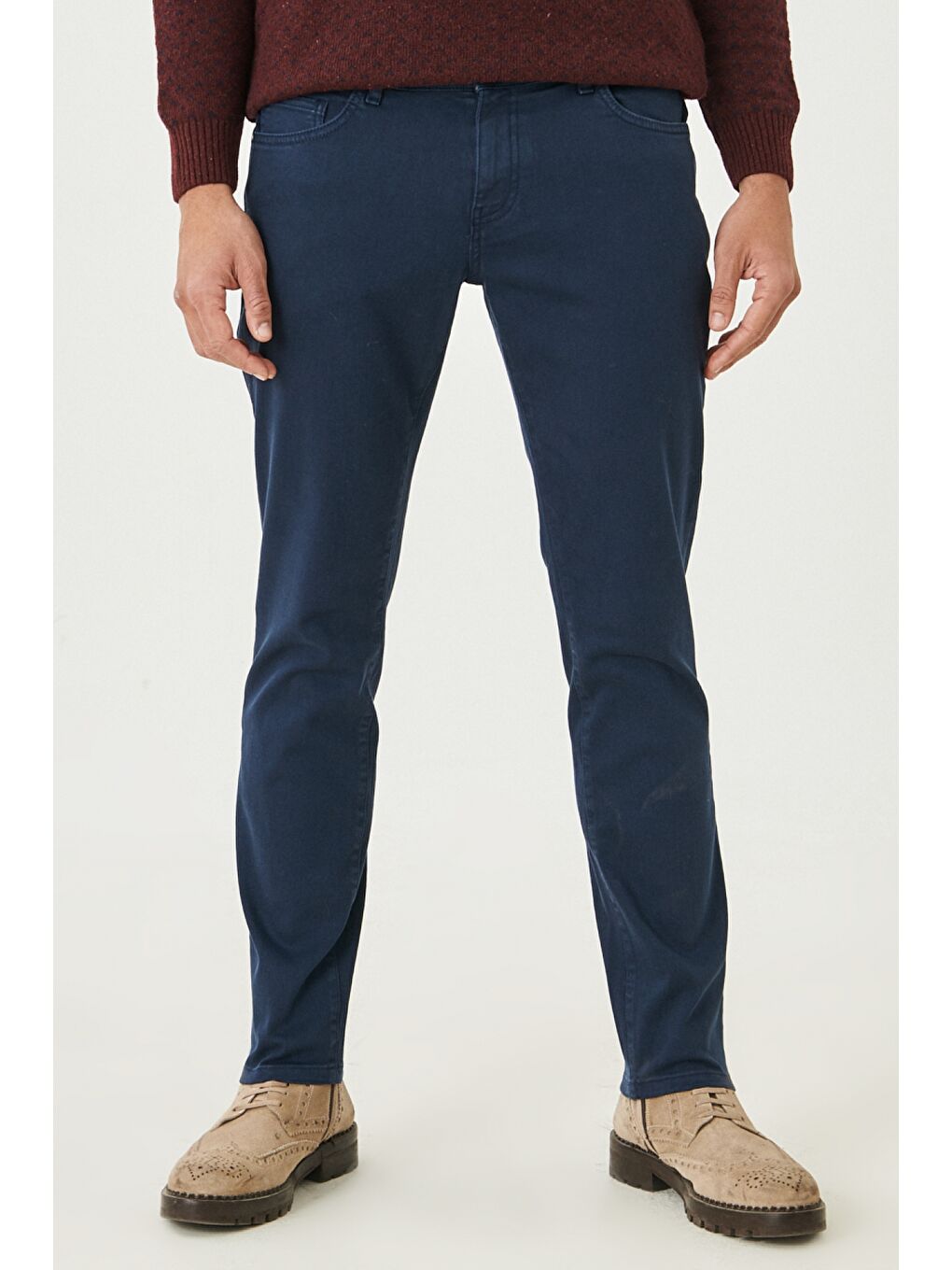 Erkek Lacivert 360 Derece Her Yöne Esneyen Slim Fit Dar Kesim Pamuklu Rahat Pantolon