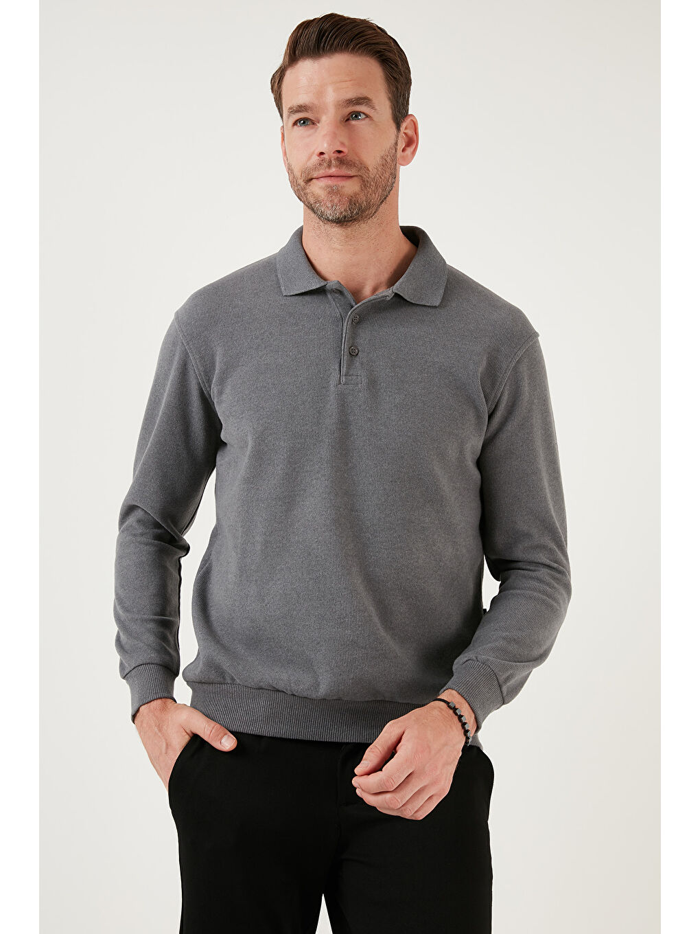 Bej Pamuk Karışımlı Regular Fit 2'li Paket Polo Yaka Kazak 456223S2-1