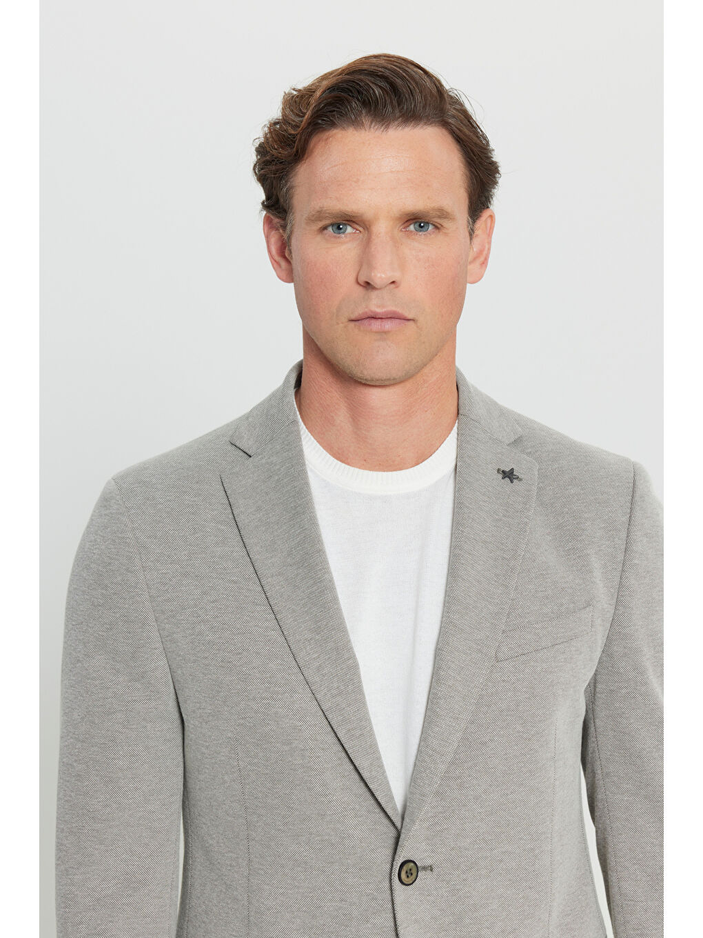 Erkek Haki 360 Her Yöne Esneyen Pamuklu Slim Fit Dar Kesim Armürlü Blazer Ceket-3