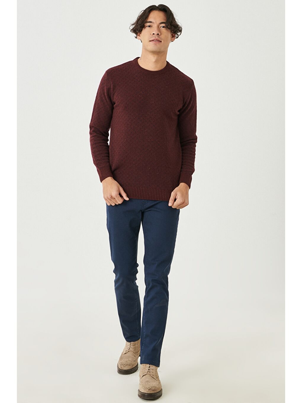 Erkek Lacivert 360 Derece Her Yöne Esneyen Slim Fit Dar Kesim Pamuklu Rahat Pantolon-1