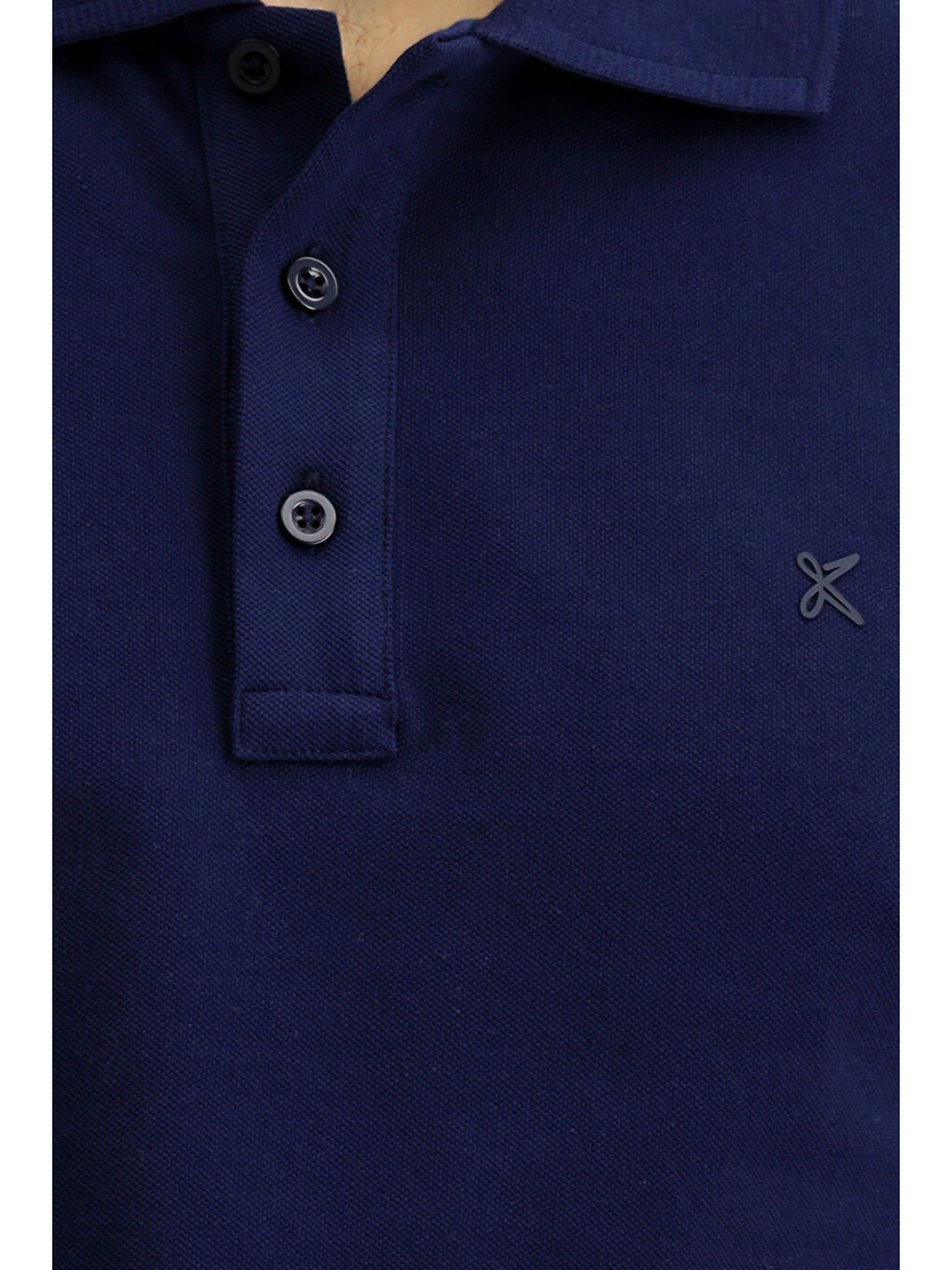 Lacivert Slim Fit Dar Kesim Pamuk Kıvrılmaz Polo Yaka %100 Pamuk Tişört-1