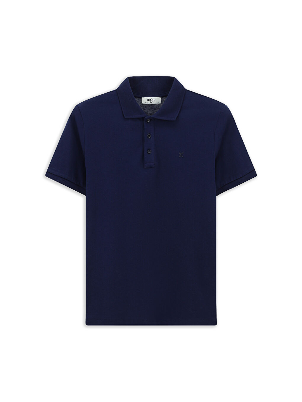 Lacivert Slim Fit Dar Kesim Pamuk Kıvrılmaz Polo Yaka %100 Pamuk Tişört-2