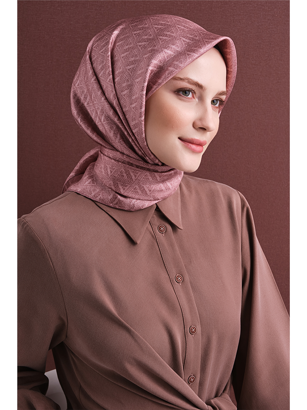 Pembe Saf İpek Twill Eşarp 9625d 03-1