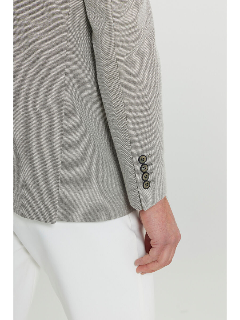 Erkek Haki 360 Her Yöne Esneyen Pamuklu Slim Fit Dar Kesim Armürlü Blazer Ceket-4
