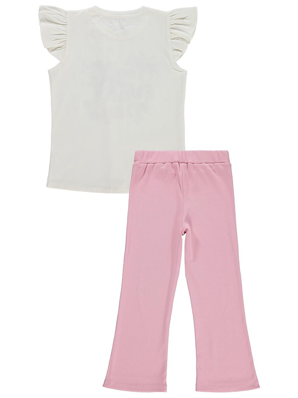 Girls Kız Çocuk Smile Baskılı 6-9 Yaş Takım - Kırık Beyaz-Koyu Pembe-3