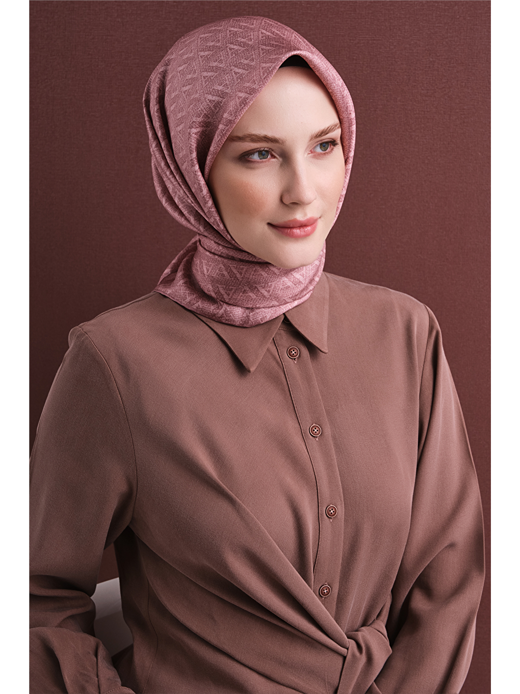 Pembe Saf İpek Twill Eşarp 9625d 03-3