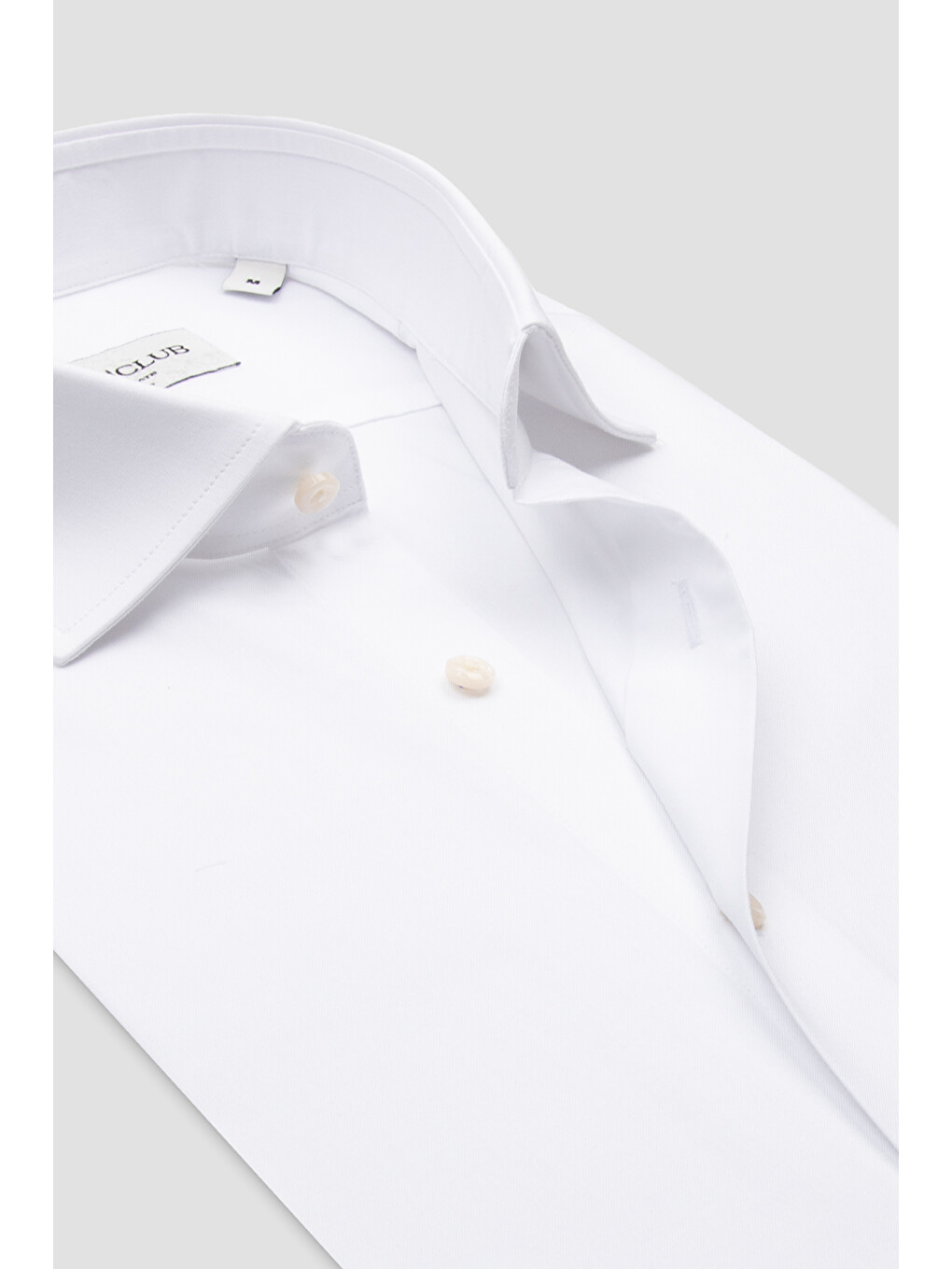 Oscar Twill Pamuklu Slim Fit Beyaz Klasik Yaka Erkek Düz Gömlek-4