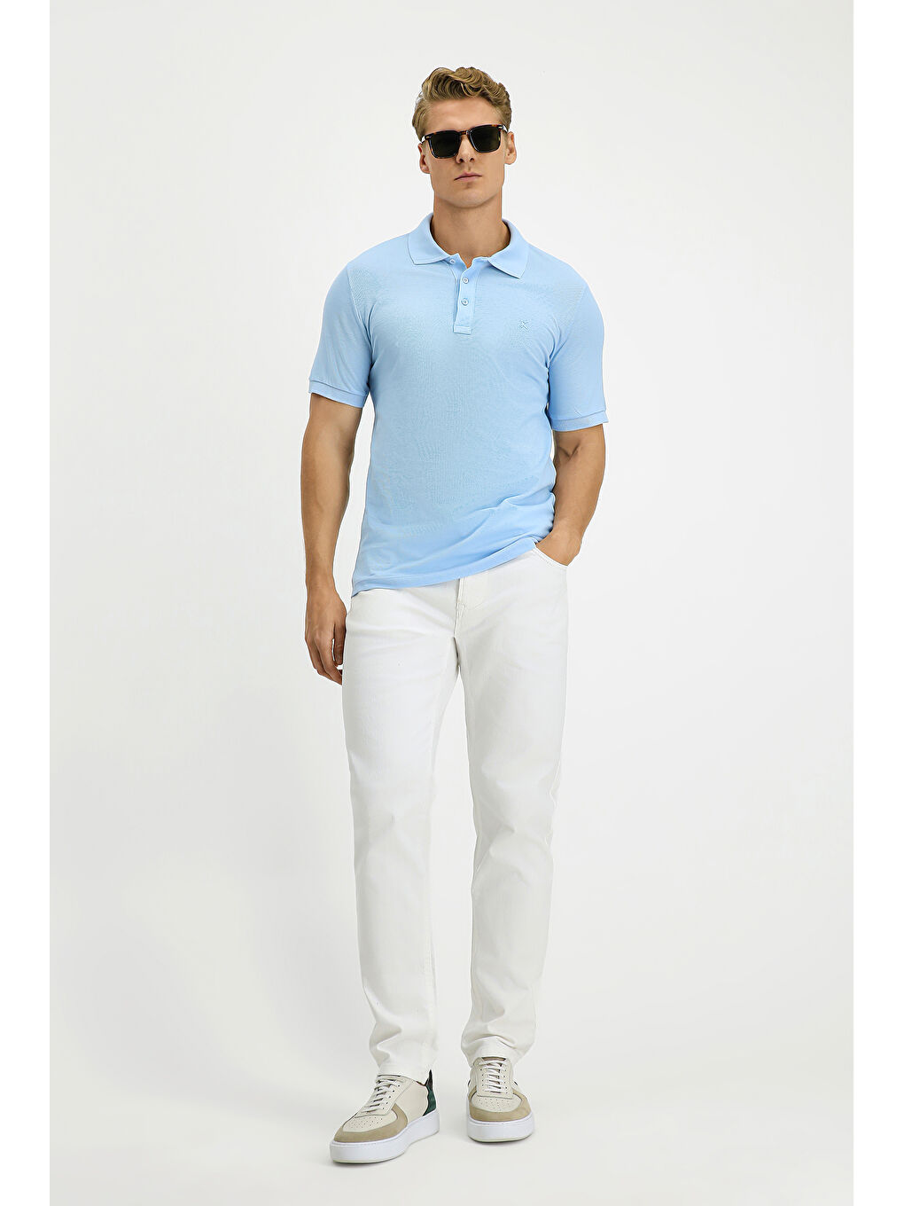 Mavi Slim Fit Dar Kesim Pamuk Kıvrılmaz Polo Yaka Tişört-3