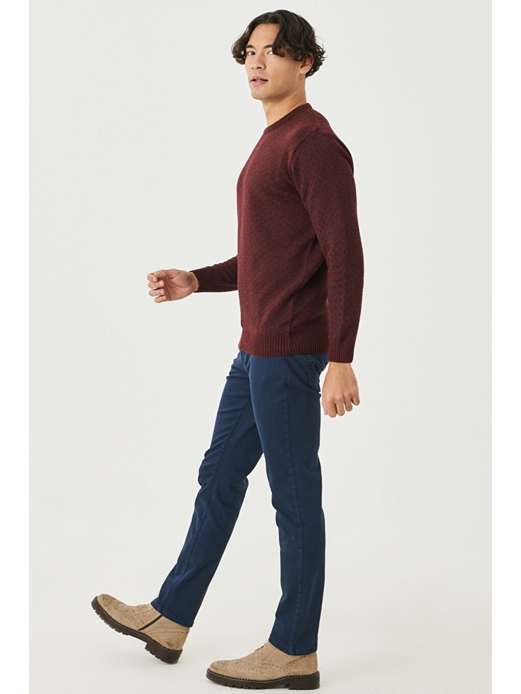 Erkek Lacivert 360 Derece Her Yöne Esneyen Slim Fit Dar Kesim Pamuklu Rahat Pantolon-2