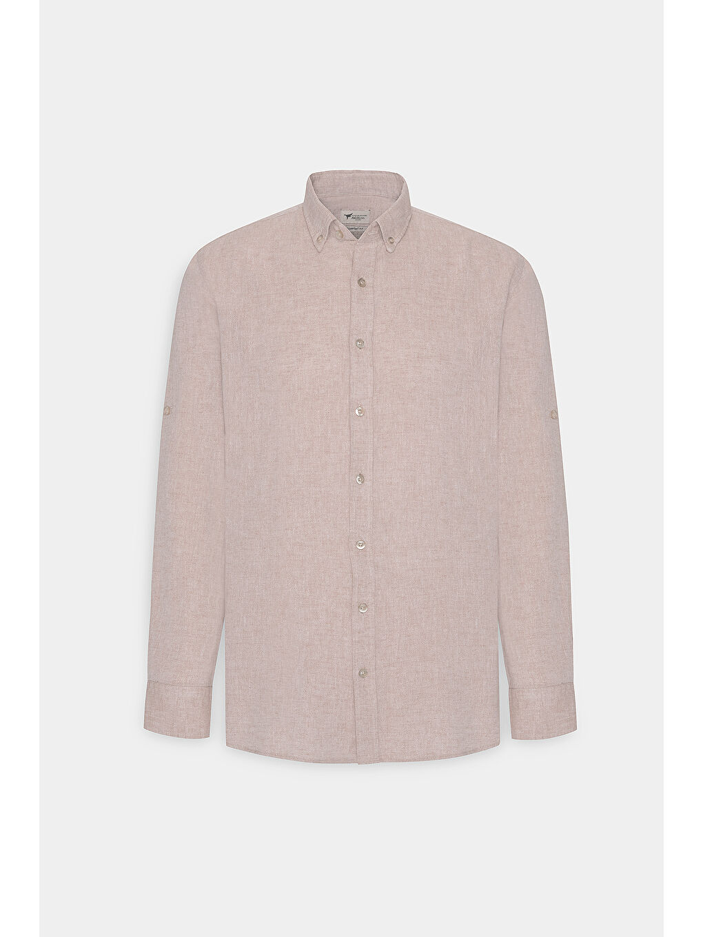 Kahverengi Erkek Camel Comfort Fit Rahat Kesim Düğmeli Yaka Casual Keten Gömlek-6