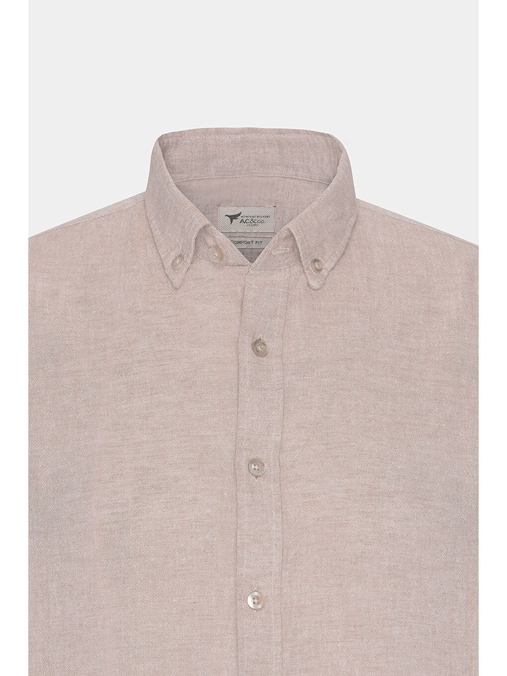 Kahverengi Erkek Camel Comfort Fit Rahat Kesim Düğmeli Yaka Casual Keten Gömlek-7