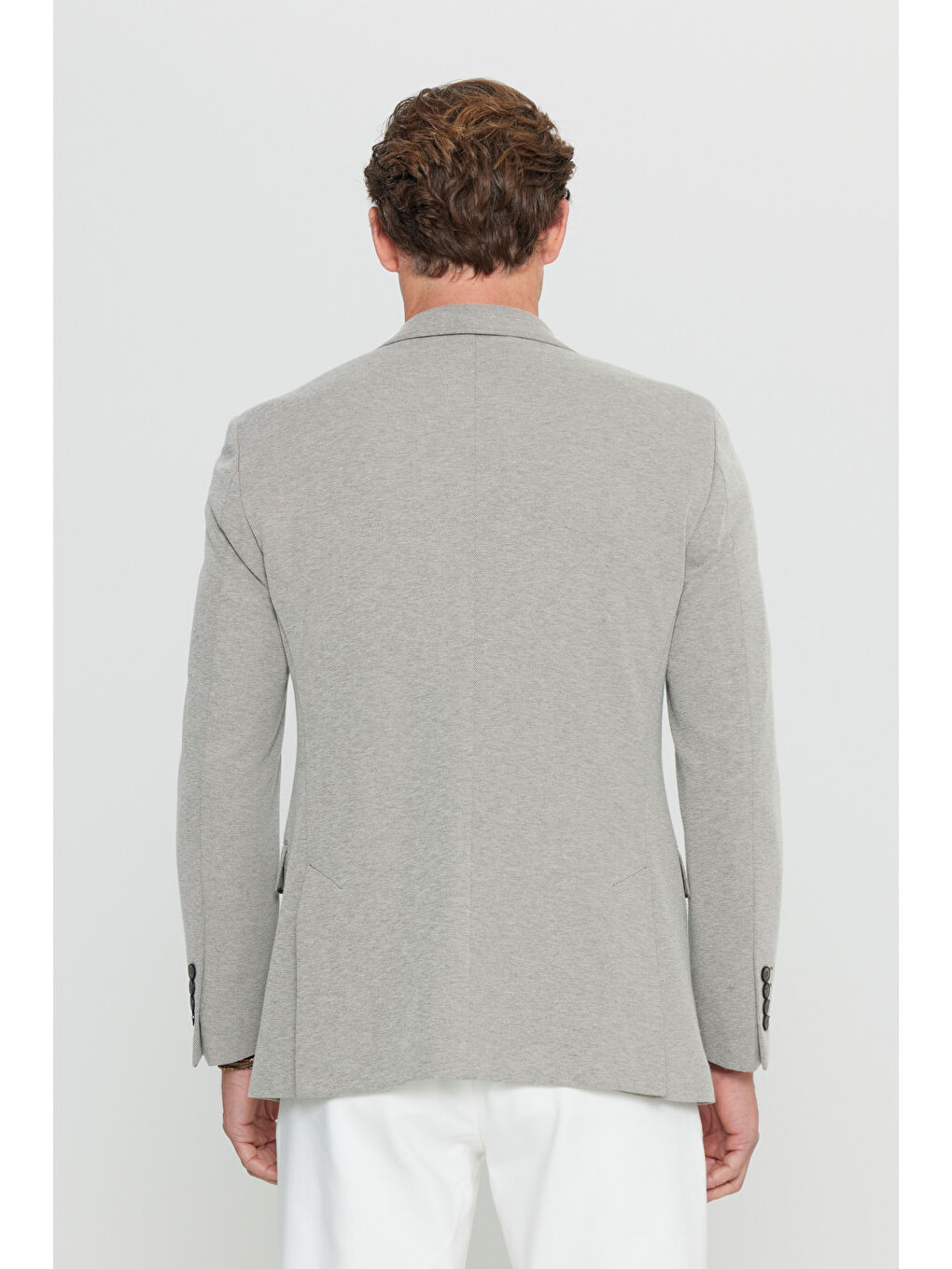 Erkek Haki 360 Her Yöne Esneyen Pamuklu Slim Fit Dar Kesim Armürlü Blazer Ceket-5