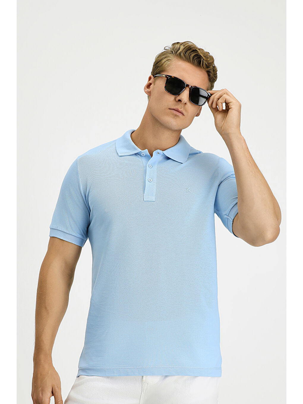 Mavi Slim Fit Dar Kesim Pamuk Kıvrılmaz Polo Yaka Tişört-5