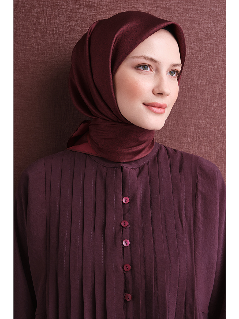 Bordo Saf İpek Twill Eşarp 9601d 50-1