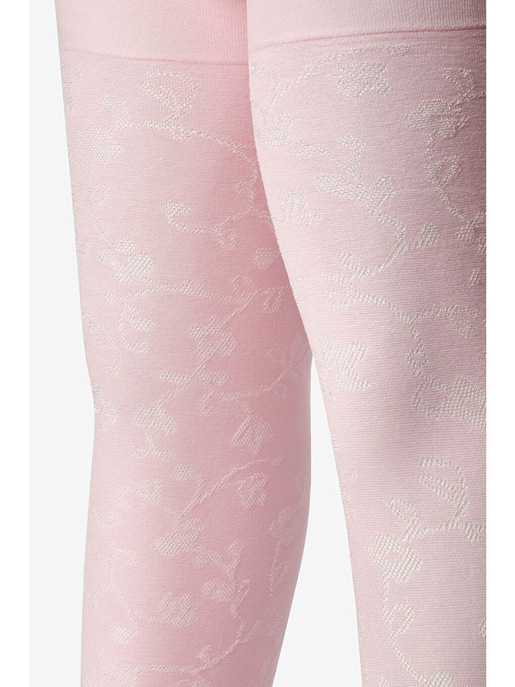 Pembe Çiçek Desenli Kız Çocuk Külotlu Çorap-1