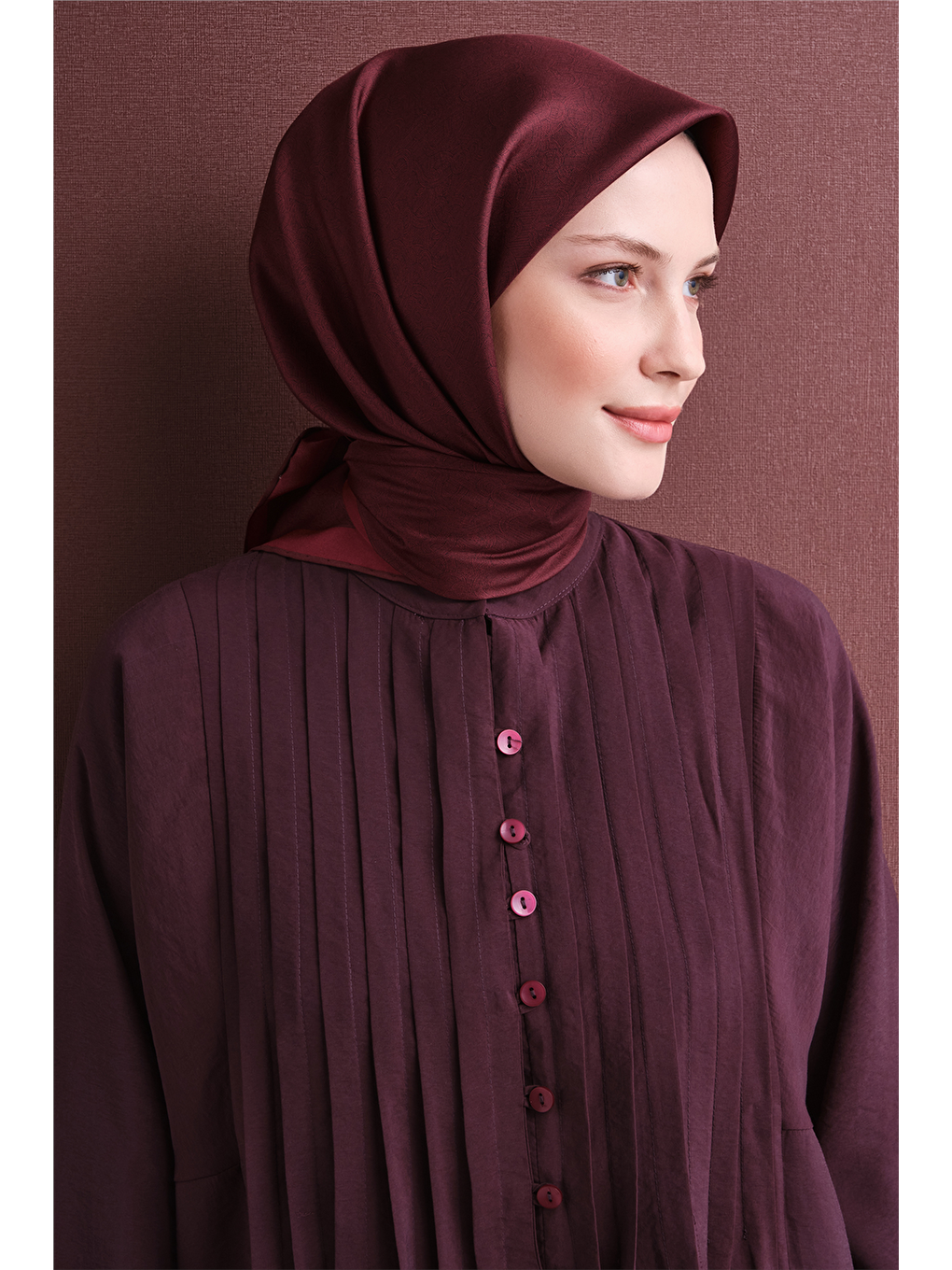 Bordo Saf İpek Twill Eşarp 9601d 50-2