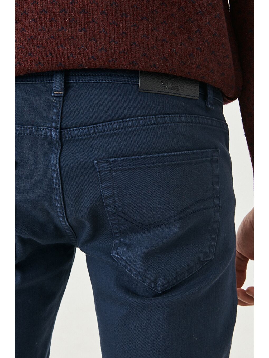 Erkek Lacivert 360 Derece Her Yöne Esneyen Slim Fit Dar Kesim Pamuklu Rahat Pantolon-3