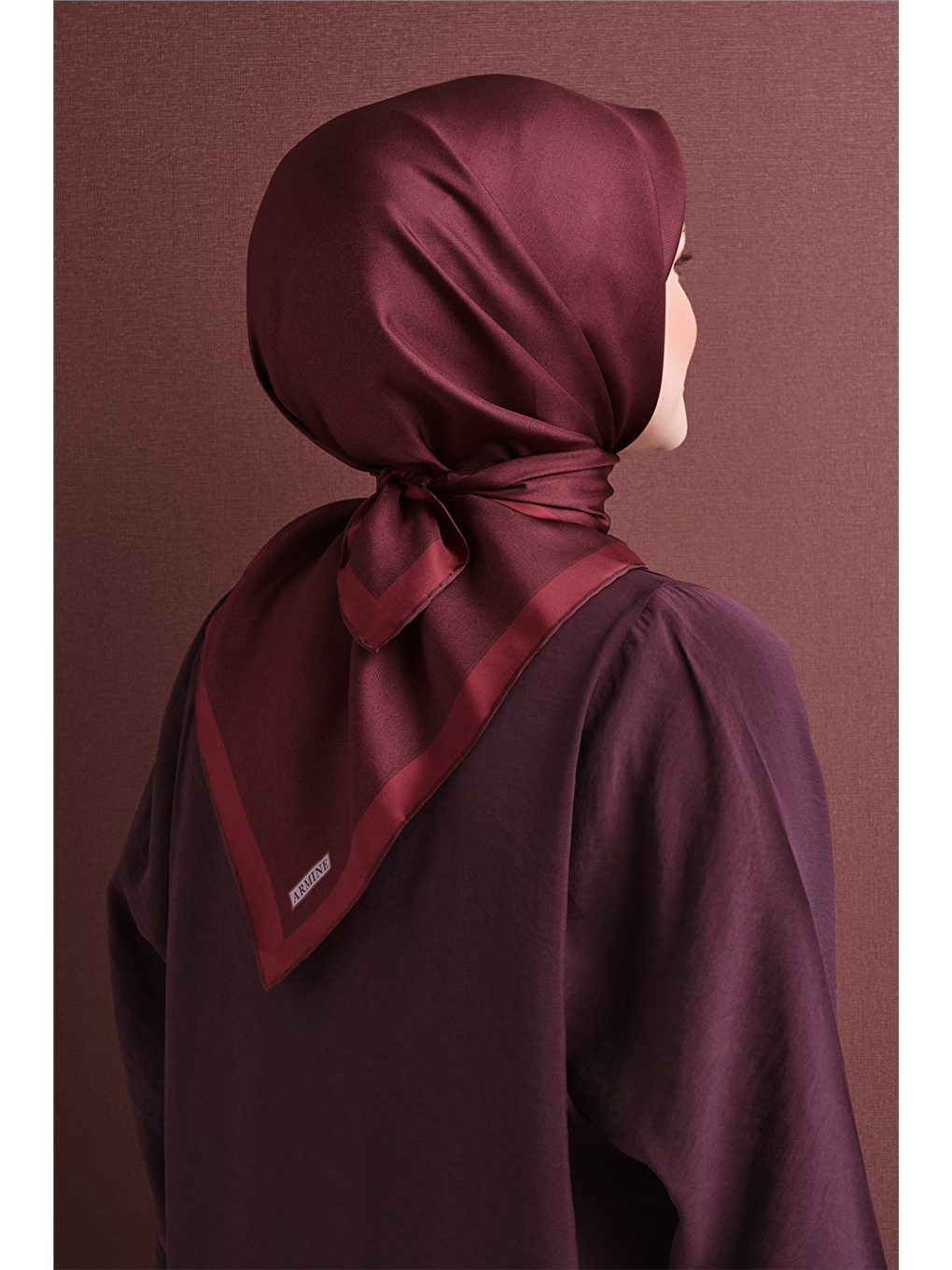 Bordo Saf İpek Twill Eşarp 9601d 50-3