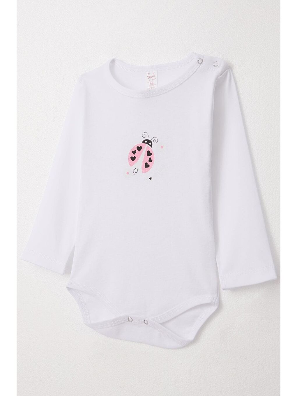 Kız Bebek Çıtçıtlı Zıbın Body Kalpli Uğur Böceği Baskılı Beyaz (9 Ay-3 Yaş)